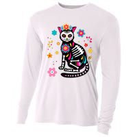 Dia De Los Muertos Cat Mexican Sugar Skull Day Of Dead Cooling Performance Long Sleeve Crew