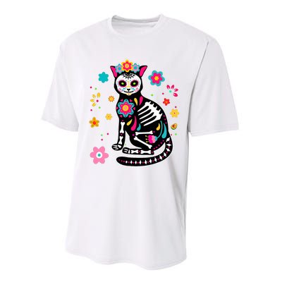 Dia De Los Muertos Cat Mexican Sugar Skull Day Of Dead Performance Sprint T-Shirt