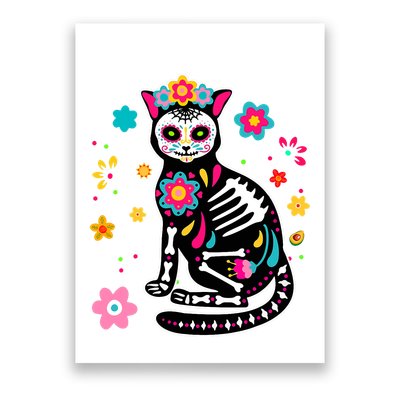 Dia De Los Muertos Cat Mexican Sugar Skull Day Of Dead Poster