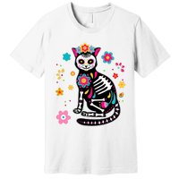 Dia De Los Muertos Cat Mexican Sugar Skull Day Of Dead Premium T-Shirt