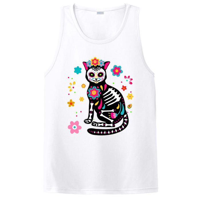 Dia De Los Muertos Cat Mexican Sugar Skull Day Of Dead PosiCharge Competitor Tank