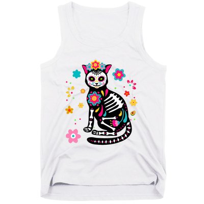 Dia De Los Muertos Cat Mexican Sugar Skull Day Of Dead Tank Top