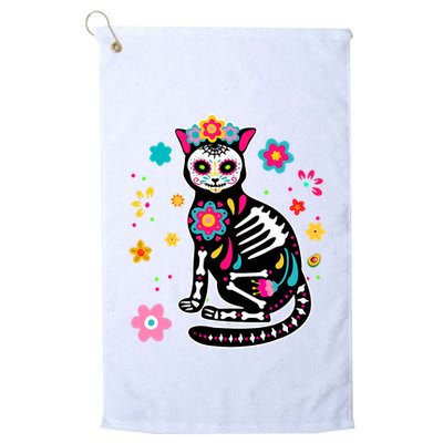Dia De Los Muertos Cat Mexican Sugar Skull Day Of Dead Golf Towel
