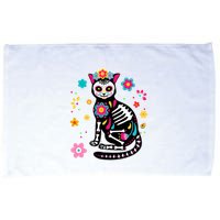 Dia De Los Muertos Cat Mexican Sugar Skull Day Of Dead Microfiber Hand Towel