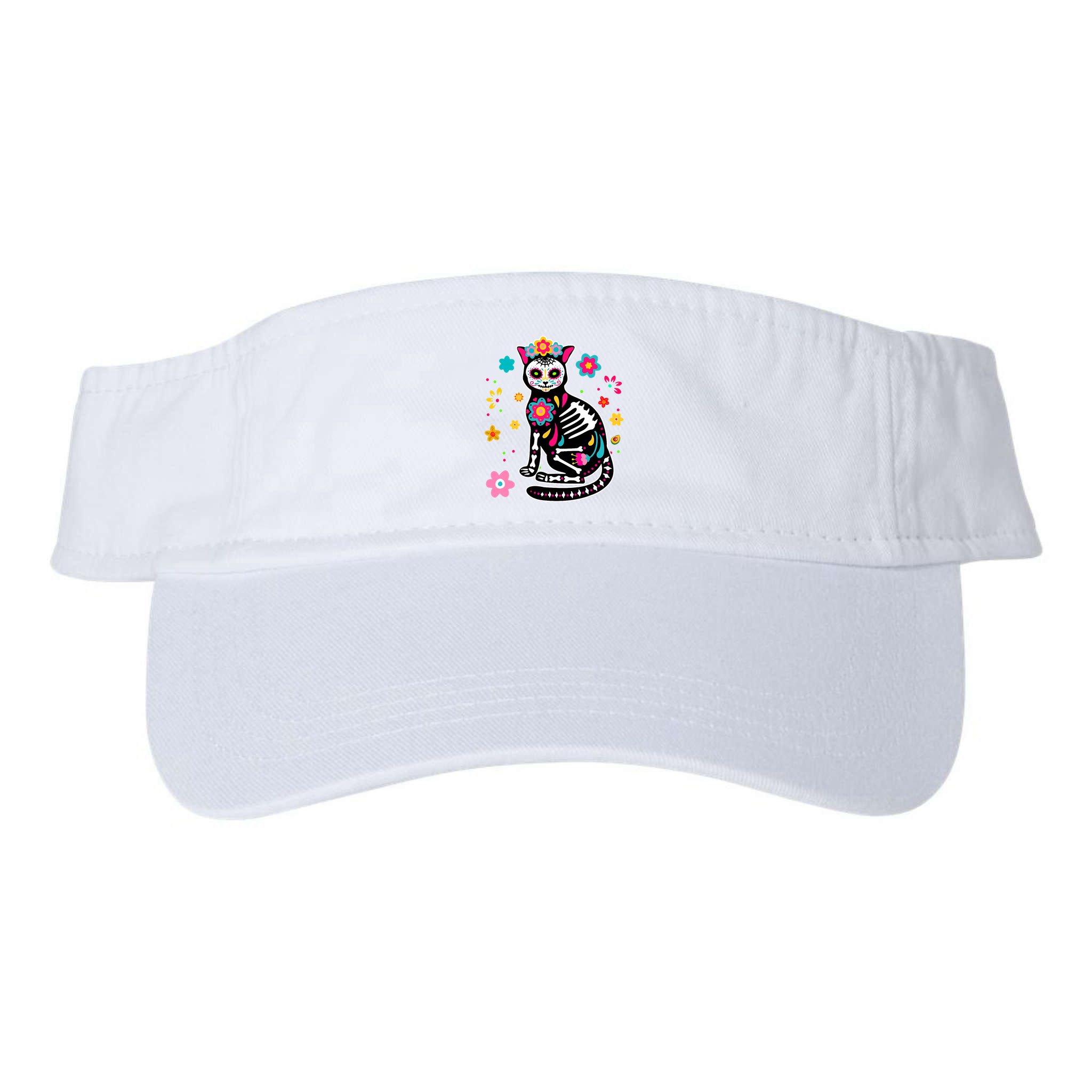 Dia De Los Muertos Cat Mexican Sugar Skull Day Of Dead Visor