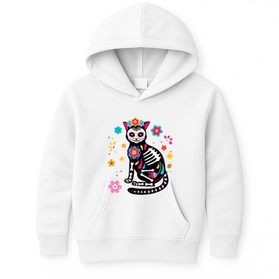 Dia De Los Muertos Cat Mexican Sugar Skull Day Of Dead Kids Hoodie
