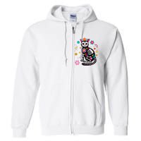 Dia De Los Muertos Cat Mexican Sugar Skull Day Of Dead Full Zip Hoodie