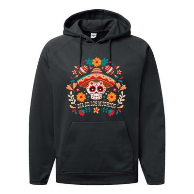 Dia De Los Muertos Day Of Dead Mexican Performance Fleece Hoodie