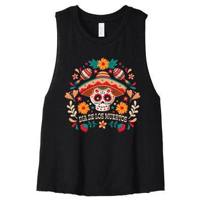 Dia De Los Muertos Day Of Dead Mexican Women's Racerback Cropped Tank