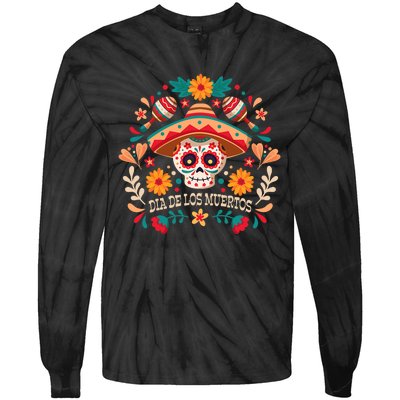 Dia De Los Muertos Day Of Dead Mexican Tie-Dye Long Sleeve Shirt