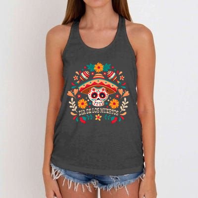 Dia De Los Muertos Day Of Dead Mexican Women's Knotted Racerback Tank