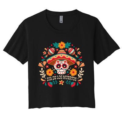 Dia De Los Muertos Day Of Dead Mexican Women's Crop Top Tee