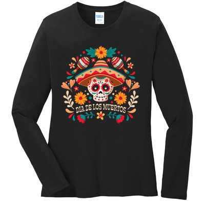 Dia De Los Muertos Day Of Dead Mexican Ladies Long Sleeve Shirt