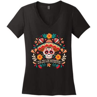 Dia De Los Muertos Day Of Dead Mexican Women's V-Neck T-Shirt