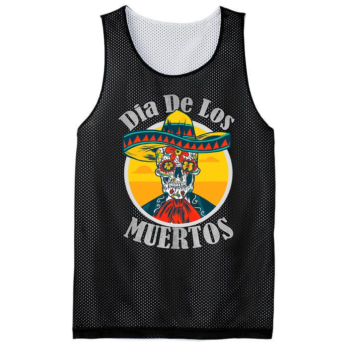 Dia De Los Muertos Day Of The Dead Skull Costume Halloween Mesh Reversible Basketball Jersey Tank