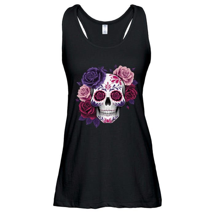 Dia De Los Muertos Costume Day Of The Dead Sugar Skull Gift Ladies Essential Flowy Tank