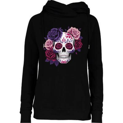 Dia De Los Muertos Costume Day Of The Dead Sugar Skull Gift Womens Funnel Neck Pullover Hood