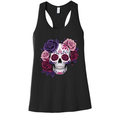 Dia De Los Muertos Costume Day Of The Dead Sugar Skull Gift Women's Racerback Tank