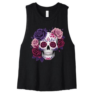 Dia De Los Muertos Costume Day Of The Dead Sugar Skull Gift Women's Racerback Cropped Tank