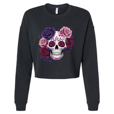 Dia De Los Muertos Costume Day Of The Dead Sugar Skull Gift Cropped Pullover Crew