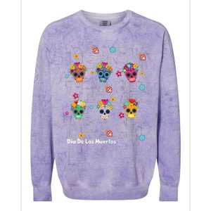 Dia De Los Muertos Day Of The Dead Sugar Skull Teacher Colorblast Crewneck Sweatshirt