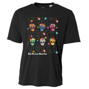 Dia De Los Muertos Day Of The Dead Sugar Skull Teacher Cooling Performance Crew T-Shirt