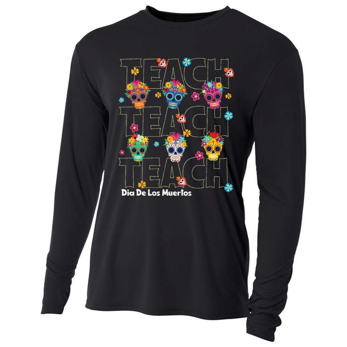 Dia De Los Muertos Day Of The Dead Sugar Skull Teacher Cooling Performance Long Sleeve Crew