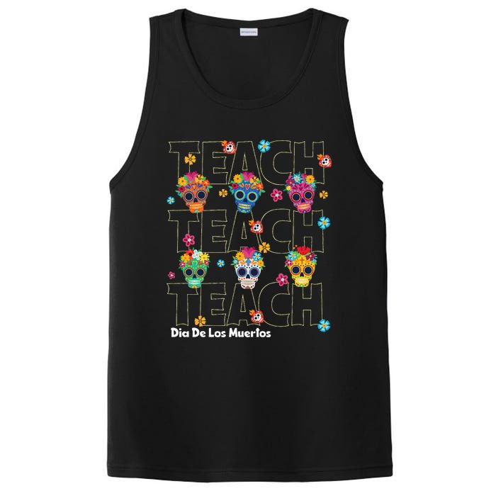 Dia De Los Muertos Day Of The Dead Sugar Skull Teacher PosiCharge Competitor Tank