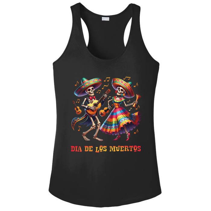 Dia De Los Muertos Dancing Skeletons Guitar Day Of The Dead Gift Ladies PosiCharge Competitor Racerback Tank