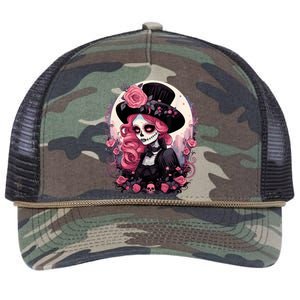 Dia De Los Muertos La Catrina Day Of The Dead Retro Rope Trucker Hat Cap