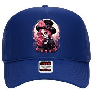 Dia De Los Muertos La Catrina Day Of The Dead High Crown Mesh Back Trucker Hat