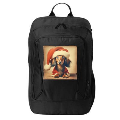 Dachshund Dog Lover Christmas Xmas Santa Family Holiday Gift City Backpack