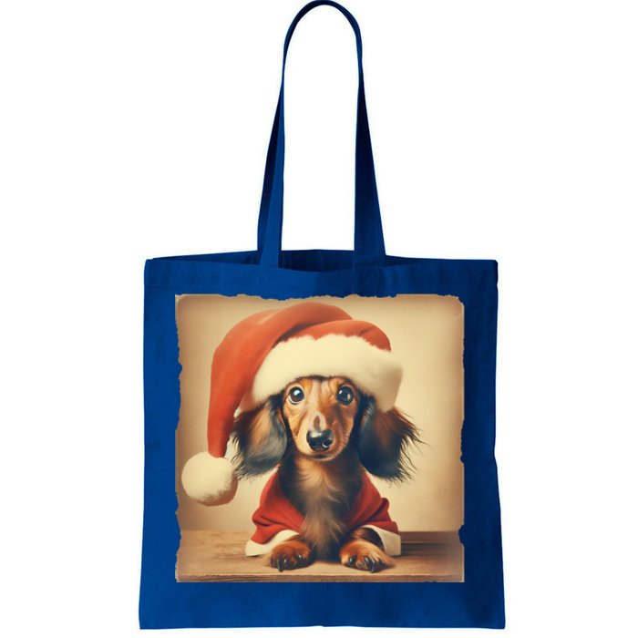 Dachshund Dog Lover Christmas Xmas Santa Family Holiday Gift Tote Bag