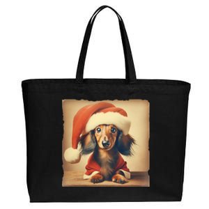 Dachshund Dog Lover Christmas Xmas Santa Family Holiday Gift Cotton Canvas Jumbo Tote