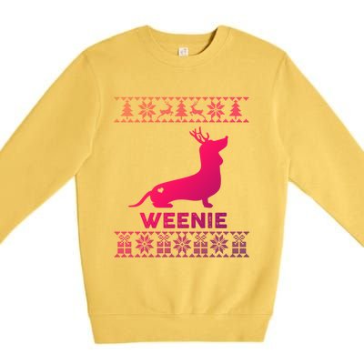 Dachshund Dog Lover Weenie Reindeer Ugly Christmas Sweater Great Gift Premium Crewneck Sweatshirt