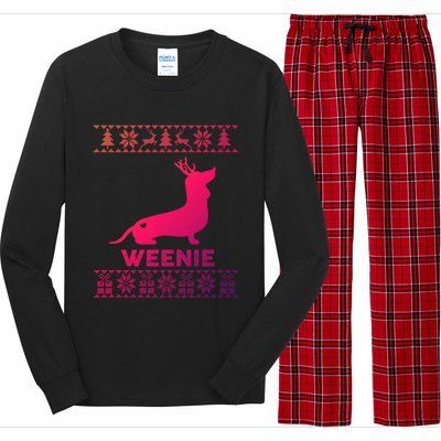 Dachshund Dog Lover Weenie Reindeer Ugly Christmas Sweater Great Gift Long Sleeve Pajama Set