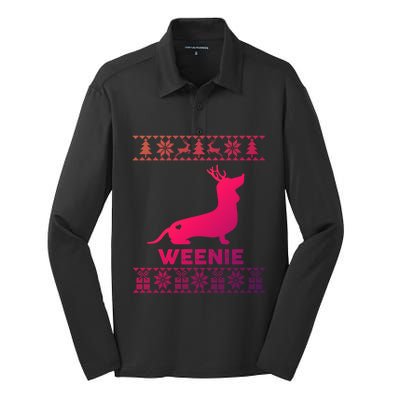 Dachshund Dog Lover Weenie Reindeer Ugly Christmas Sweater Great Gift Silk Touch Performance Long Sleeve Polo