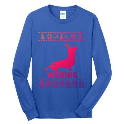 Dachshund Dog Lover Weenie Reindeer Ugly Christmas Sweater Great Gift Tall Long Sleeve T-Shirt