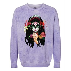 DíA De Los Muertos La Catrina Day Of The Dead Sugar Skull Colorblast Crewneck Sweatshirt