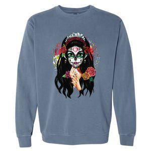 DíA De Los Muertos La Catrina Day Of The Dead Sugar Skull Garment-Dyed Sweatshirt