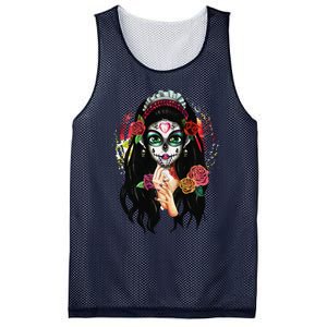 DíA De Los Muertos La Catrina Day Of The Dead Sugar Skull Mesh Reversible Basketball Jersey Tank