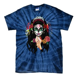 DíA De Los Muertos La Catrina Day Of The Dead Sugar Skull Tie-Dye T-Shirt