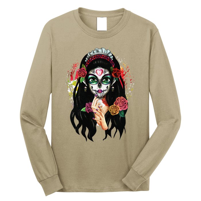 DíA De Los Muertos La Catrina Day Of The Dead Sugar Skull Long Sleeve Shirt