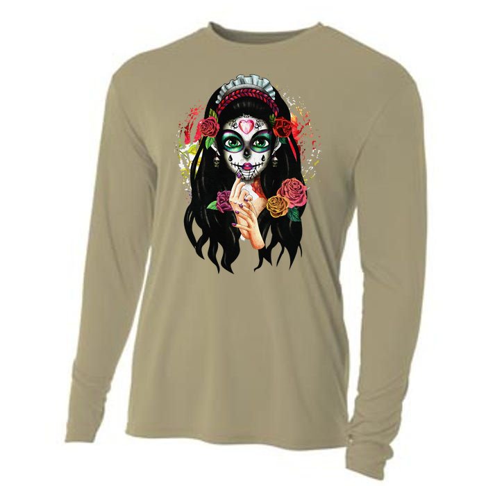 DíA De Los Muertos La Catrina Day Of The Dead Sugar Skull Cooling Performance Long Sleeve Crew