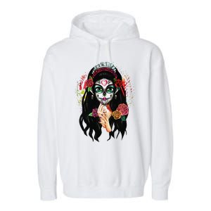 DíA De Los Muertos La Catrina Day Of The Dead Sugar Skull Garment-Dyed Fleece Hoodie