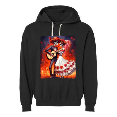 Dia De Los Muertos Skeletons Dancing Mexican Day Of The Dead Garment-Dyed Fleece Hoodie