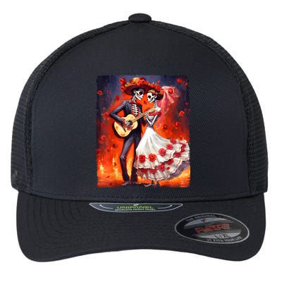 Dia De Los Muertos Skeletons Dancing Mexican Day Of The Dead Flexfit Unipanel Trucker Cap