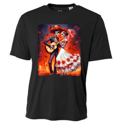 Dia De Los Muertos Skeletons Dancing Mexican Day Of The Dead Cooling Performance Crew T-Shirt