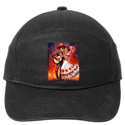 Dia De Los Muertos Skeletons Dancing Mexican Day Of The Dead 7-Panel Snapback Hat