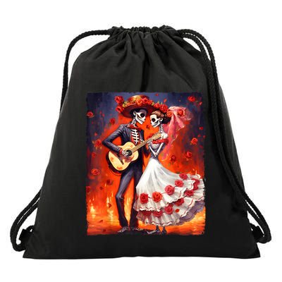Dia De Los Muertos Skeletons Dancing Mexican Day Of The Dead Drawstring Bag